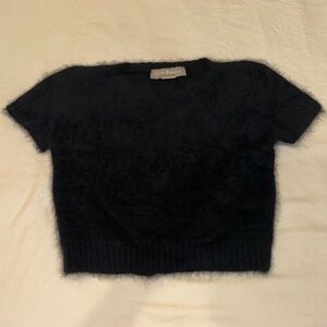 Women's Black Crop Bomber Jacket - Lightweight Suede Look